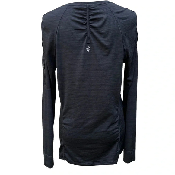 Athleta Black Long Sleeve 1/4 Zip Pullover with Arm Zipper Pocket Size XL - Picture 9 of 15